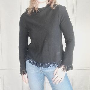 Aqua Cashmere Fringe Sweater